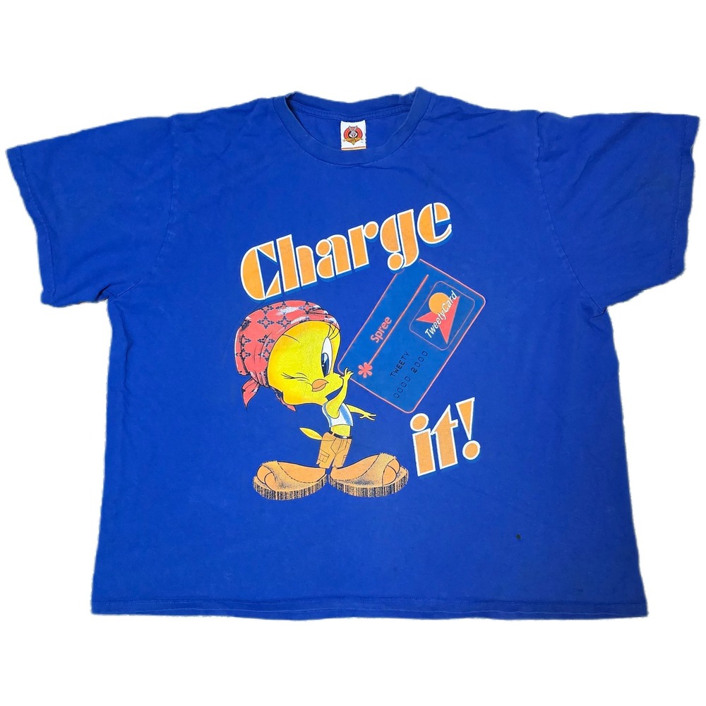 Looney Tunes Tweety Bird Graphic T-Shirt Women 22W/24W Blue Good Charge It Y2K